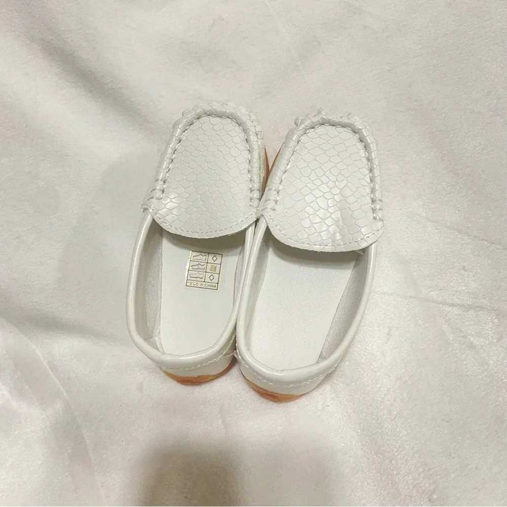 White Leather Moccasins with Slip-On Design